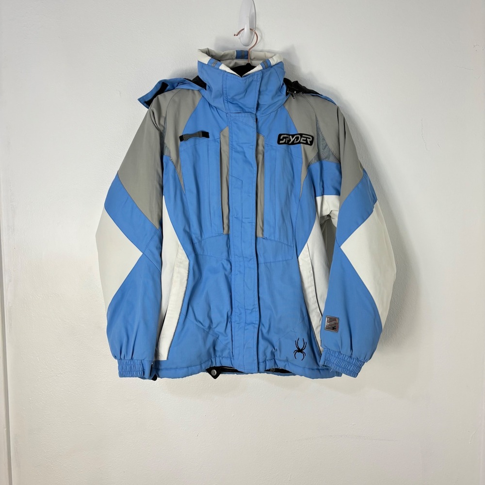 Spyder Womens M‎ Vtg Ski Jacket Dermizax-EV Blue White Colorblock Gorpcore 2010s